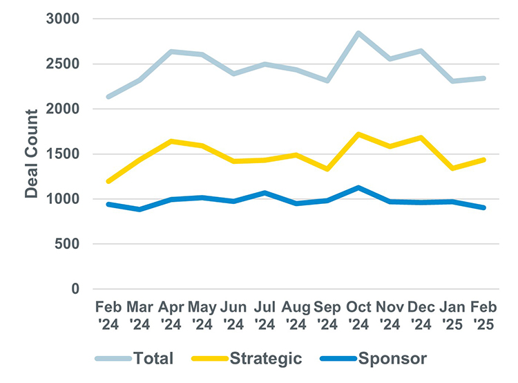 Chart showing software, services (other) and financial services as the top three leading industries by deal count.